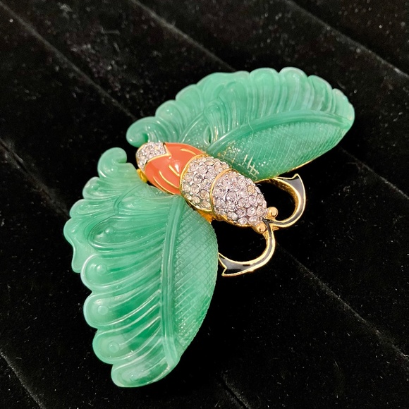 Signed KJL Kenneth Jay Lane Butterfly Moth Brooch Pin - Picture 4 of 6